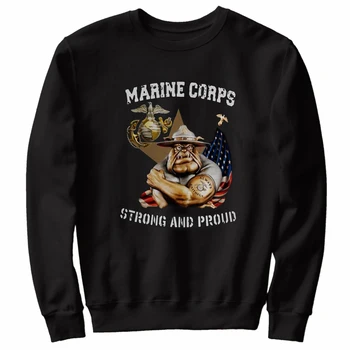 O Corpo de fuzileiros navais Forte e Orgulhoso Bulldog Diabo de Cão Camisolas de Algodão de 100% Confortável e Casual Mens Vestuário de Moda Streetwear