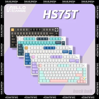 OLÁ GANSS HS75T Teclado Mecânico Multifuncional Botão de Três Modo RGB Teclado para Jogos Hot Swap Pc Gamer