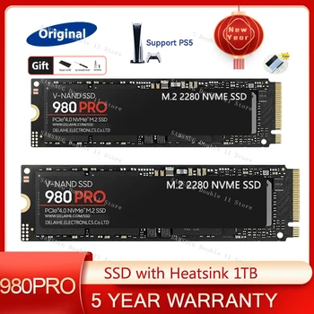 Original 980 PRO SSD com Dissipador de calor de 1 tb 2 TB 4 TB PCIe Gen 4 NVMe M. 2 Estado Sólido Interno da Unidade de disco Rígido, PS5 Compatível, MZ-V8P1T0CW