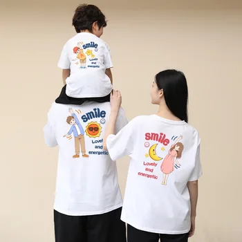 Pai, Filha, Filho de Roupa Roupas de Crianças Pai do Bebê com Roupas Camisas Mãe Pai Me de Família combinar Roupas de desenho animado T-shirt
