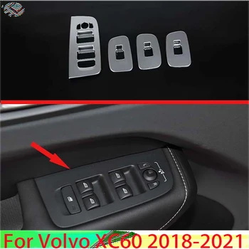 Para a Volvo XC60 2018 2019 2020 2021 Acessórios do Carro ABS Cromado Porta Janela Braço do Interruptor da Tampa do Painel de Guarnição de Molde do Enfeite