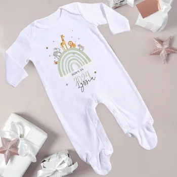 Personalizado do Bebê Pantufa Novo de Presente do Bebê Nascido Em 2024, com Nome Personalizado Babygrow de Ir para Casa Roupa do Chuveiro de Bebê Presentes