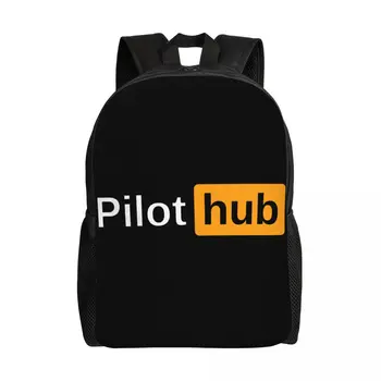 Piloto de Hub Mochila para Mulheres, Homens Resistente à Água College School Avião da Aviação Aviador Saco de Presente de Impressão Bookbags