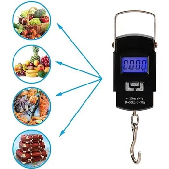 Portátil balança de cozinha Electrónica Portátil Bagagem de Instrumento de Pesagem Digital do LCD da Tela de Entrega Rápida Gancho de peso