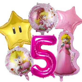 Princesa Peach Balões cor-de-Rosa, Mario Tema decorativo balões para festa de Folha de Alumínio Balão De 32