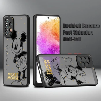 Quente Arte do Mickey de Disney do Rato Para Samsung A72 A73 A53 A54 A52S A34 A32 A33 A24 A23 A22S A02 Lite Fosco Translúcido Caso de Telefone
