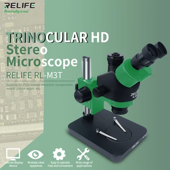 RELIFE RL-M3T-B1 Trinocular Microscópio Estereofónico 7X-45X de Zoom combinado Com HDMI Luz de LED da Câmara para Reparação Celular Microscópio