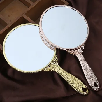 Retro Esculpida Espelho de Maquiagem Portátil de Mão de Maquiagem, Espelho de maquiagem Espelho de Mão SPA, Salão de beleza Espelho Compacto Mulheres Espelhos de maquilhagem