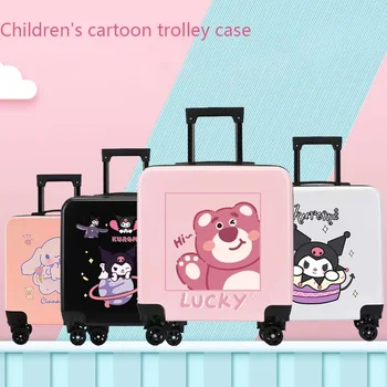 Sanrio Kuromi Cinnamoroll Hello Kitty Caso De Carrinho Bonito Dos Desenhos Animados Mala De Viagem Carrinho Crianças De Rolamento De Bagagem Dom Crianças
