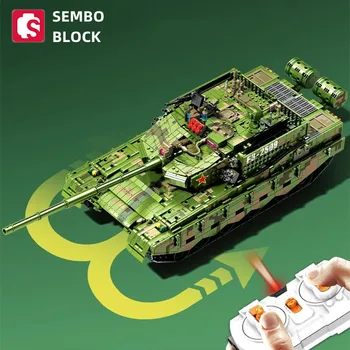 SEMBO BLOCO de controle remoto 99A tanque de tijolos modelo DIY montado militar ornamentos de brinquedos educativos, sala de meninos, decoração presentes