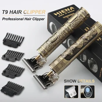 T9 USB de Cabelo Elétrico, Clipper Máquina de Corte Recarregável Barbeador Aparador de Barbeiro Profissional Barba