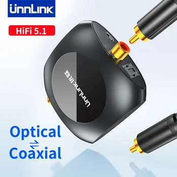 Unnlink Aparelhagem 5.1 Conversor de Áudio Ótico Coaxial 192KHz Bidirecional Descodificador Áudio DTS Dobly AC3 Amplificador de Subwoofer