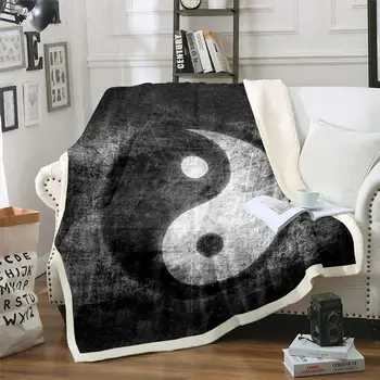 Yin Yang Flanela Jogar Manta para Sofá Sofá-Cama Boho Trippy Arte Psicodélica de Pelúcia Fuzzy Cobertor de Fofocas Tradicionais Cobertores