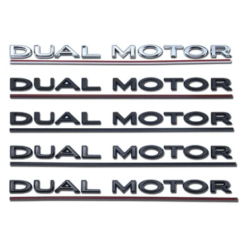 3D ABS Cromado Preto Logotipo do Motor Dupla Emblema Letras de Decalque Tronco de Carro Emblema da Tesla Model 3 Y Dual Motor Adesivo Acessórios