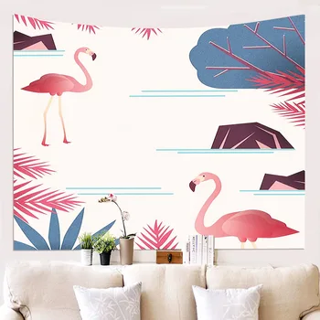 Cor-de-rosa Flamingo Casa de Parede Personalizado Pano Pendurado Pano de Fundo Pano Pendurado Pintura Tapeçaria de Parede Decoração Dropshipping POD